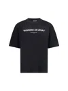Off-white Black Crewneck T-shirt With Logo Lettering On The Front In Cotton Man In Blue
