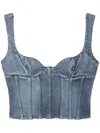 Off-white Blue Bustier Denim Tank Top In Blue