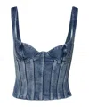 Off-white Blue Bustier Denim Tank Top In Blue