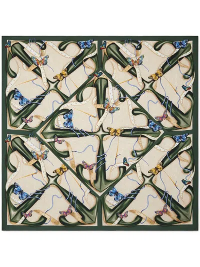 Off-white Butterflies Arrows Scarf In Neutrals