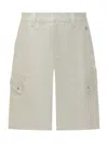 Off-white Men's Linen Safari Cargo Shorts In White