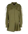Off-white Button Detailed Ruffled Mini Dress In Green