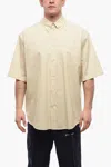 Off-white Button-down Wool Blend Shirt With Breast-pocket In Beige