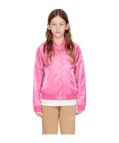 Off-white Button Long-sleeved Casual Jacket In Pink
