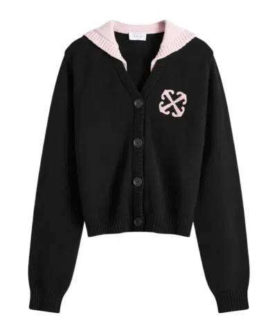 Off-white Button Long-sleeved Sweater In Black