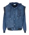 Off-white Hooded Sweater With Drawstring And Pockets In Blue