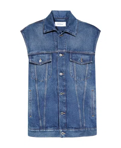 Off-white Buttoned Denim Vest In Blue