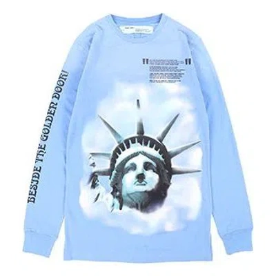 Off-white C O Virgil Abloh Liberty Crew Neck Sweater In Blue