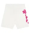 Off-white Cable-knit Logo Cotton Shorts In Off White Fuchsia