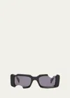 Off-white Cady Cut-out Rectangular-frame Sunglasses In 1007 Black Dark G