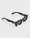 Off-white Cady Cut-out Rectangular-frame Sunglasses In Black Dark Grey