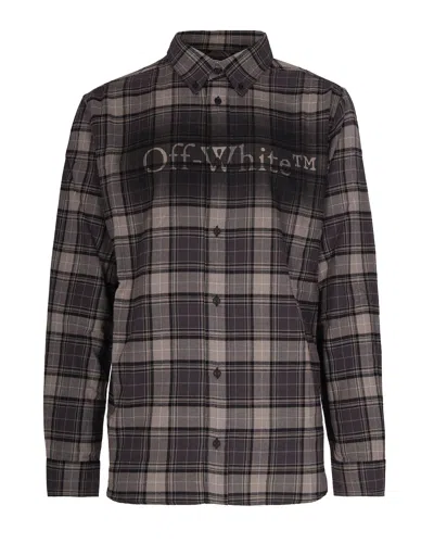 OFF-WHITE DARK GREY/BLACK LOGO CHECK SHIRT