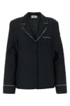 Off-white Off White Embroidered Silk Blend Pyjama Shirt In Blackblack
