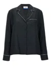 Off-white Off White Embroidered Silk Blend Pyjama Shirt In Black
