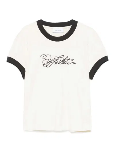 OFF-WHITE LOGO-EMBROIDERED T-SHIRT