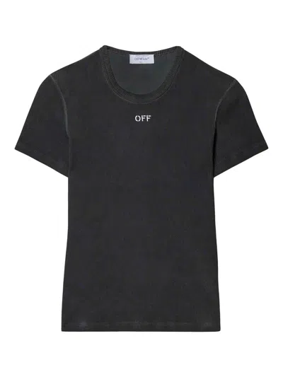 OFF-WHITE LOGO-EMBROIDERED T-SHIRT