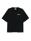 Off-white Crew-neck Cotton T-shirt With Contrasting Logo In Black