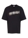 Off-white Black Crewneck T-shirt With Logo Lettering On The Front And Maxi Diagonal Motif On The Rear In Cotto In Black