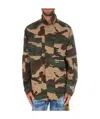 Off-white Camouflage Multiple Pockets Yellow Cargo Jacket Camouflage In Green