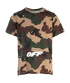Off-white Camouflage Printed Cotton T-shirt In Black