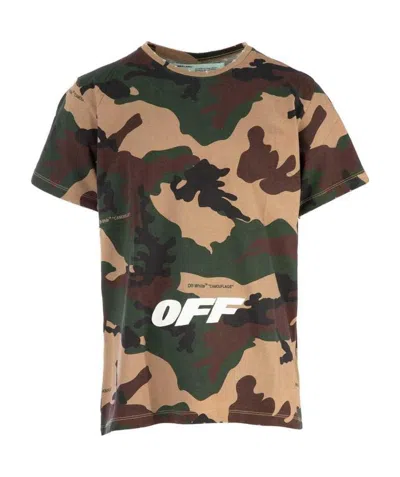 Off-white Camouflage Printed Cotton T-shirt In Black