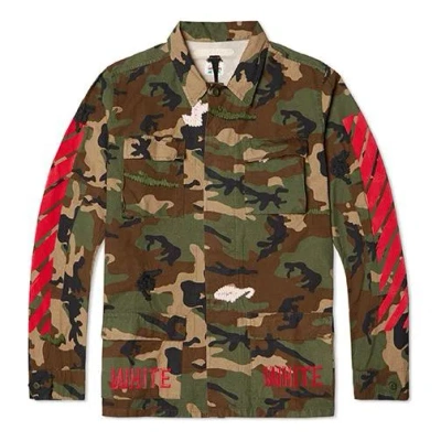 Off-white Camouflage Ribbon Jacket Shirt Men's Camouflage In Green