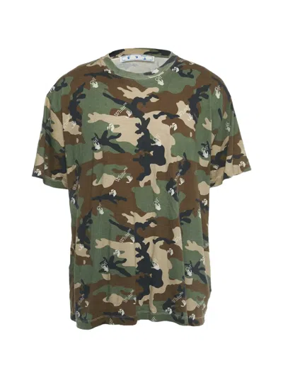 Pre-owned Off-white Camouflage T-shirt In Green