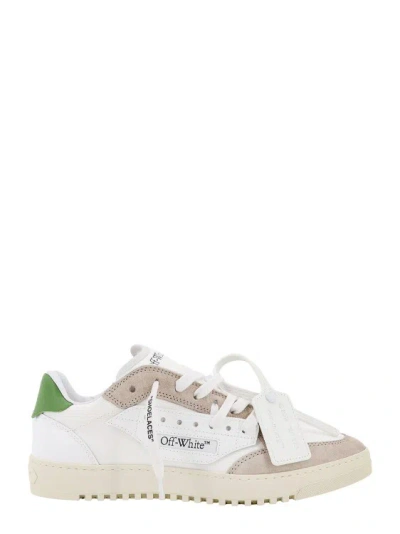 OFF-WHITE CANVAS AND SUEDE SNEAKERS