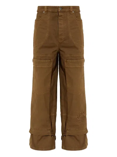 Off-white Khaki Gothic Drill Relaxed Trousers In Brown