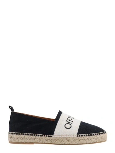 Off-white Canvas Espadrillas With Embroidered Logo In Black