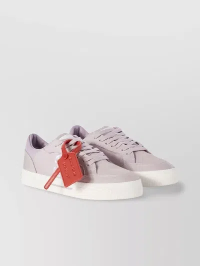 Off-white Canvas Sneakers With Contrast Tag Detail In Pink