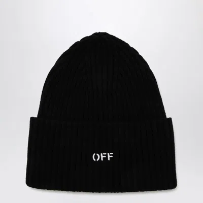 Off-white Off Stamp Loose Knit Beanie Black White