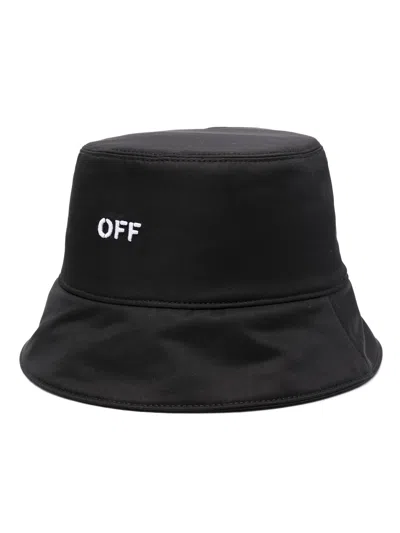 Off-white Black Polyester Hat In Black White (blue)