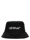 Off-white Wide Brim Polyester Bucket Hat In Black