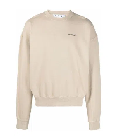 Off-white Caravag Arrow Over Crewneck Dark Sand Bl In Nude