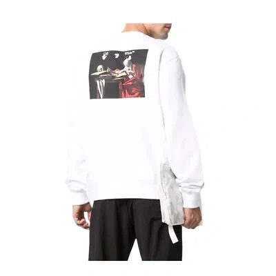 Pre-owned Off-white Caravag Paint Slim Crewneck Mens Style : Omba057c99fle00 In White/black