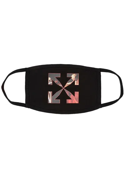 Off-white Caravaggio Arrows Cotton Face Mask In Black