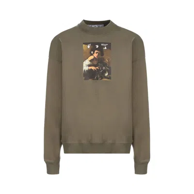 Pre-owned Off-white Caravaggio Boy Skate Crewneck 'green/multicolor' | Men's Size Xs