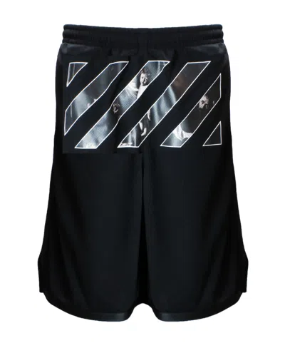 Off-white Caravaggio Diag Track Shorts In Black