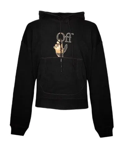 Off-white Caravaggio Logo Cotton Hoodie In Black