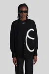 Off-white Black Oversized Cardigan With White Logo In Black