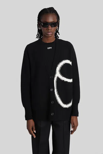 OFF-WHITE CARDIGAN IN BLACK WOOL