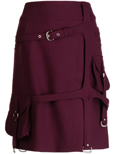 Off-white Cargo Buckle-strap Midi Skirt In Red