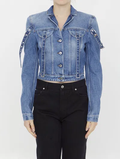 Off-white Off White Denim Jacket With Harness Details In Blue