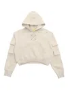 Off-white Cargo Hoodie Crop Light Grey - Silver In Gray