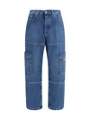 Off-white Off White Men Irregular Cargo Jeans In Dusty Blue - L
