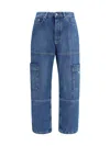 Off-white Off White Men Irregular Cargo Jeans In Dusty Blue - L