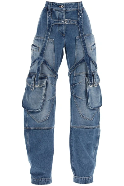 Off-white Cargo Jeans With Harness Details In Blue