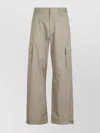 OFF-WHITE CARGO PANT WITH HIGH WAIST AND WIDE LEG