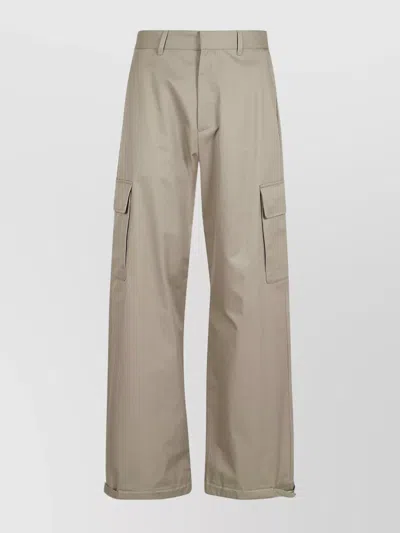 Off-white Cargo Pant With High Waist And Wide Leg